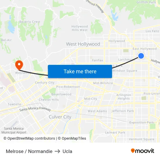 Melrose / Normandie to Ucla map