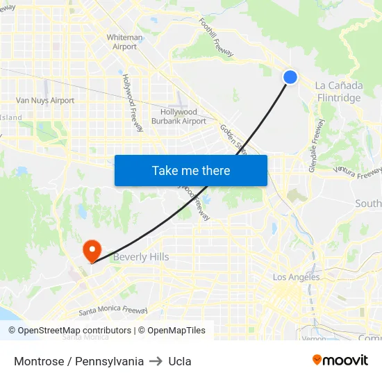 Montrose / Pennsylvania to Ucla map
