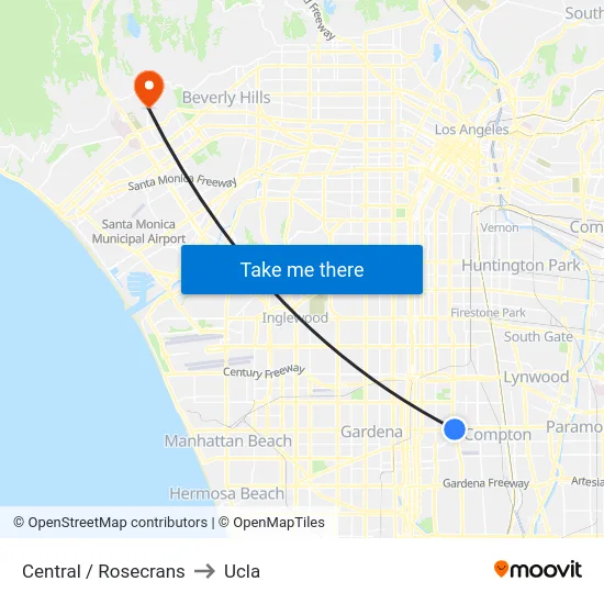 Central / Rosecrans to Ucla map