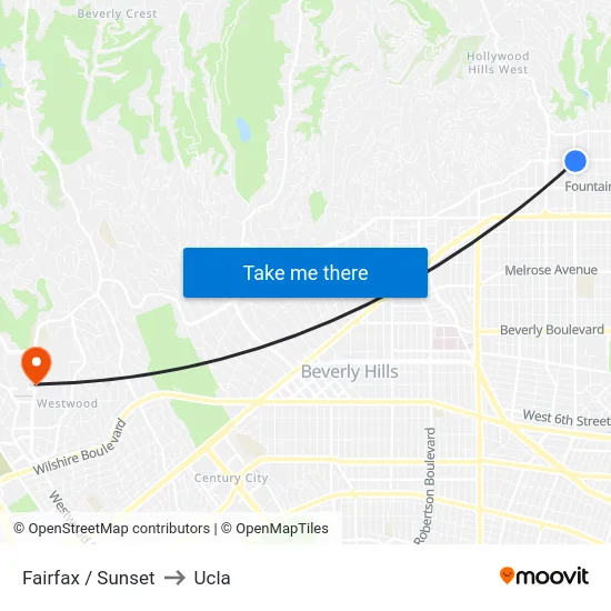 Fairfax / Sunset to Ucla map