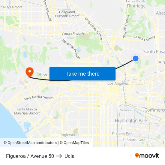 Figueroa / Avenue 50 to Ucla map