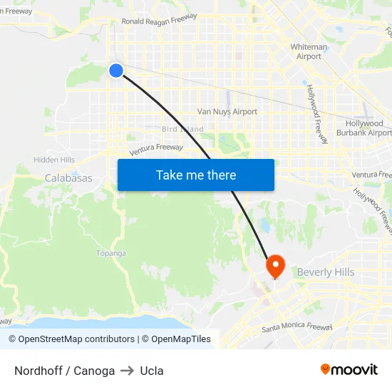 Nordhoff / Canoga to Ucla map