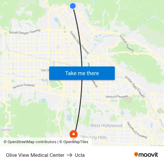 Olive View Medical Center to Ucla map