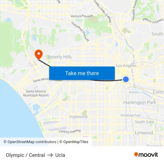 Olympic / Central to Ucla map