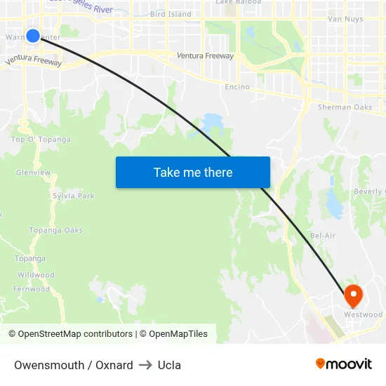 Owensmouth / Oxnard to Ucla map