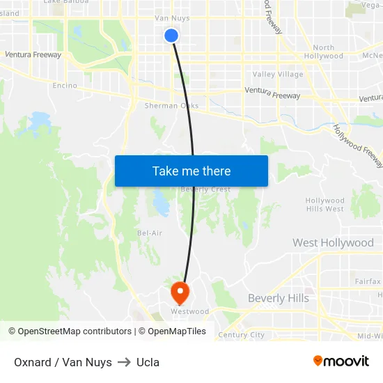 Oxnard / Van Nuys to Ucla map