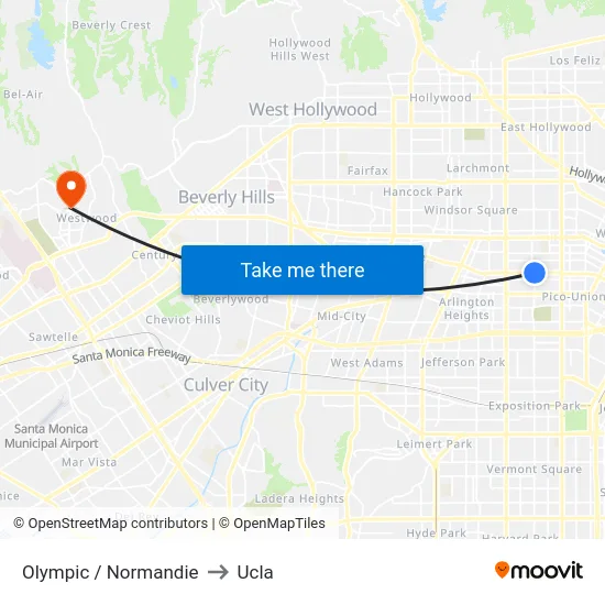 Olympic / Normandie to Ucla map
