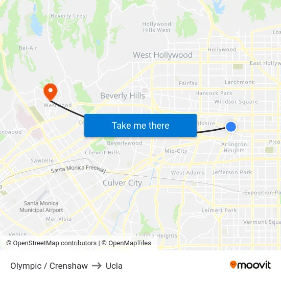 Olympic / Crenshaw to Ucla map