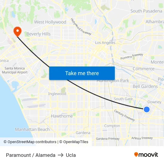 Paramount / Alameda to Ucla map