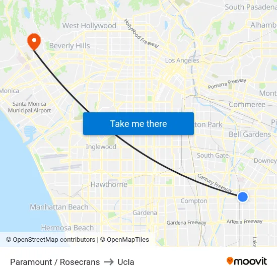 Paramount / Rosecrans to Ucla map