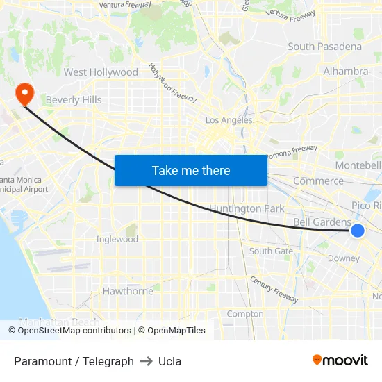 Paramount / Telegraph to Ucla map