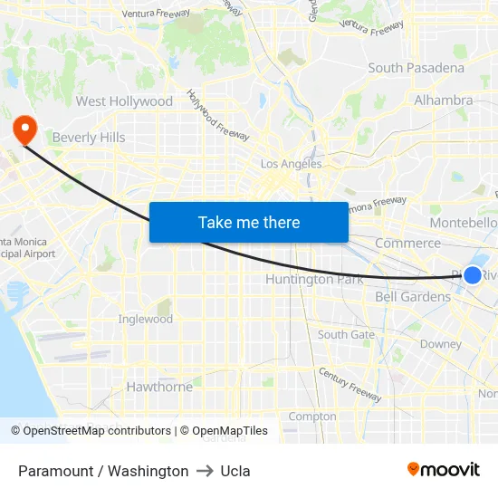Paramount / Washington to Ucla map