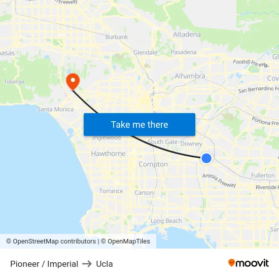 Pioneer / Imperial to Ucla map