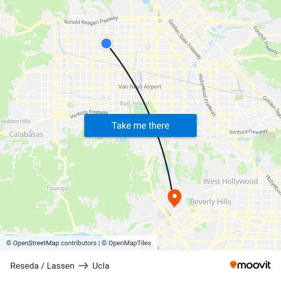 Reseda / Lassen to Ucla map
