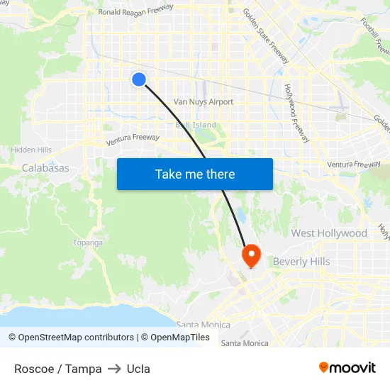 Roscoe / Tampa to Ucla map