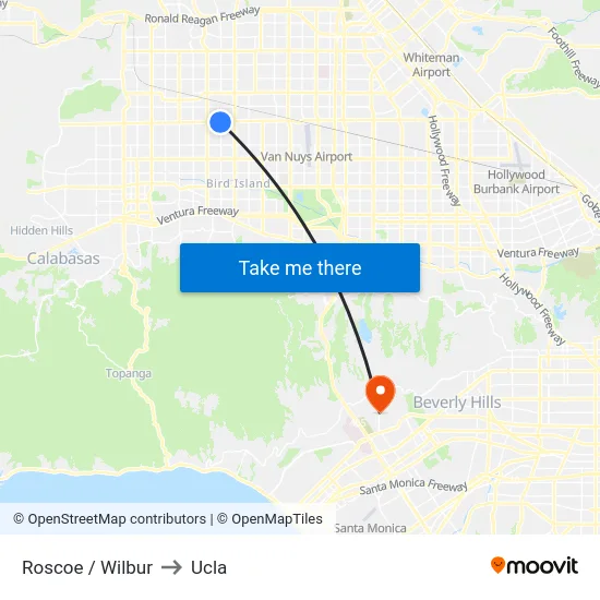 Roscoe / Wilbur to Ucla map