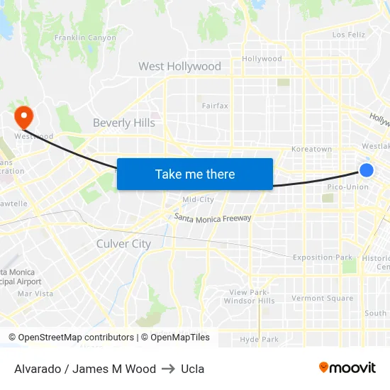 Alvarado / James M Wood to Ucla map