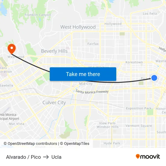 Alvarado / Pico to Ucla map