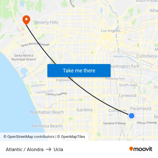 Atlantic / Alondra to Ucla map