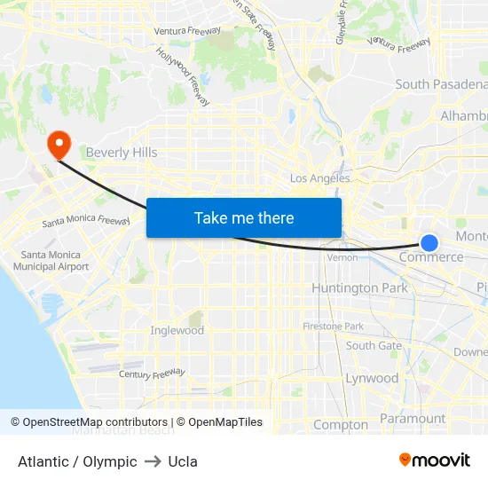 Atlantic / Olympic to Ucla map