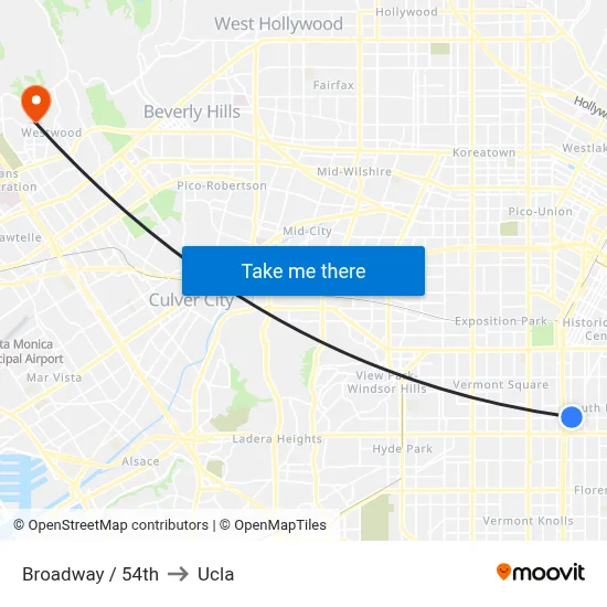 Broadway / 54th to Ucla map