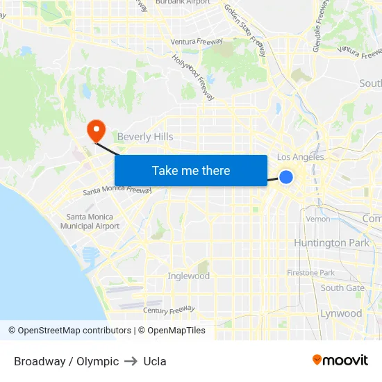 Broadway / Olympic to Ucla map