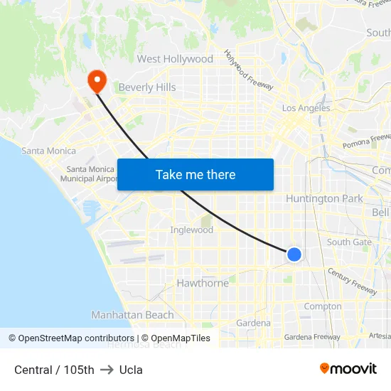 Central / 105th to Ucla map