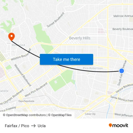 Fairfax / Pico to Ucla map