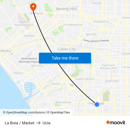La Brea / Market to Ucla map