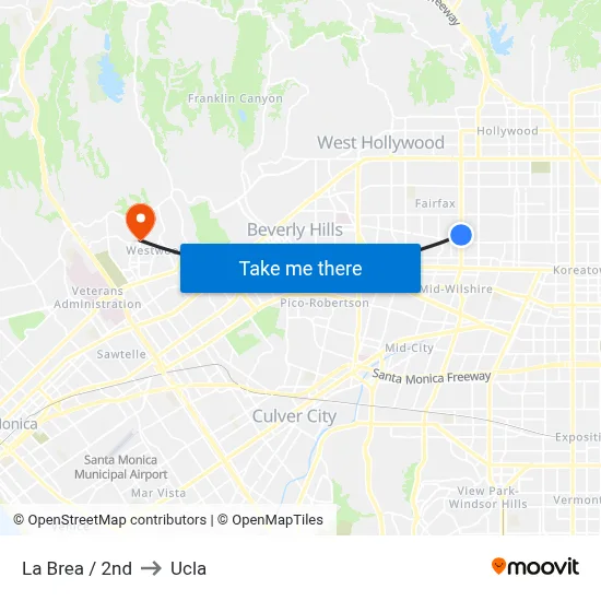 La Brea / 2nd to Ucla map