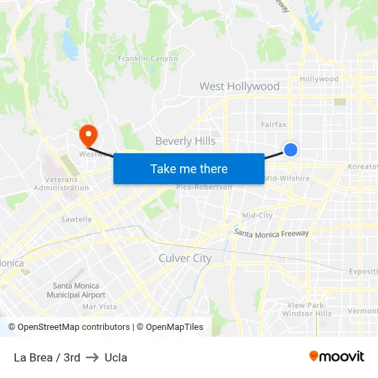 La Brea / 3rd to Ucla map