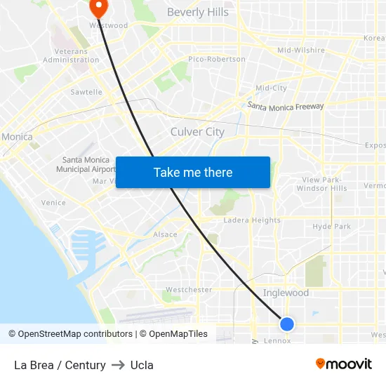 La Brea / Century to Ucla map