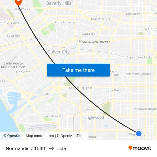 Normandie / 104th to Ucla map