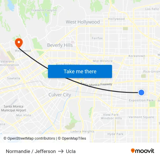 Normandie / Jefferson to Ucla map
