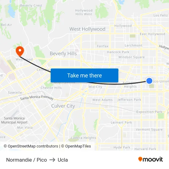 Normandie / Pico to Ucla map