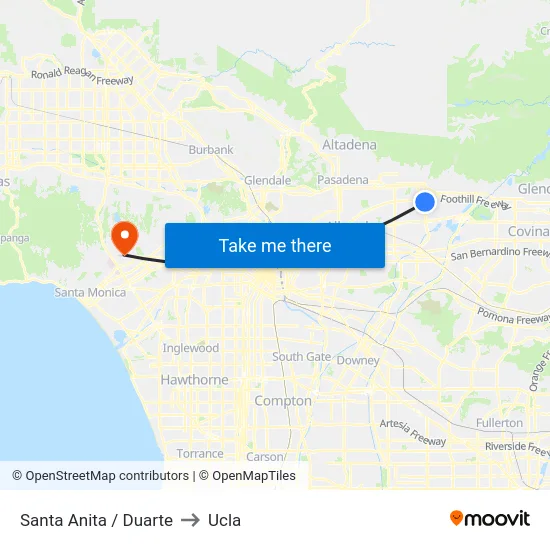Santa Anita / Duarte to Ucla map