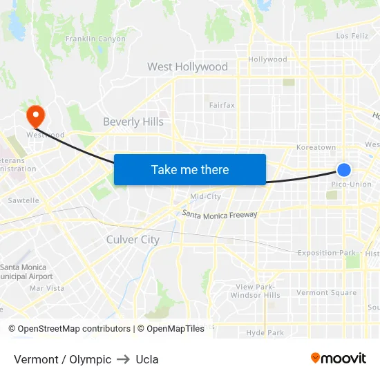 Vermont / Olympic to Ucla map