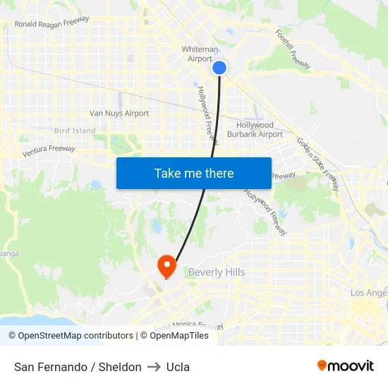 San Fernando / Sheldon to Ucla map