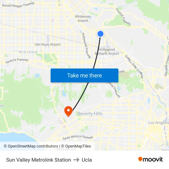 Sun Valley Metrolink Station to Ucla map