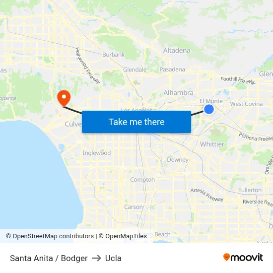Santa Anita / Bodger to Ucla map