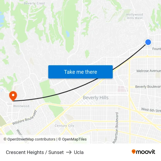 Crescent Heights / Sunset to Ucla map