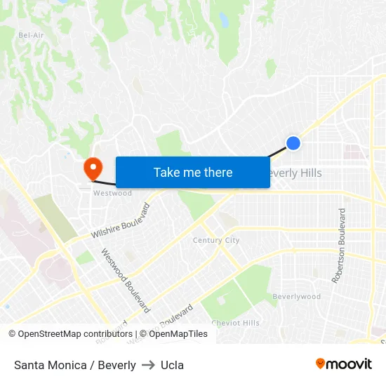 Santa Monica / Beverly to Ucla map
