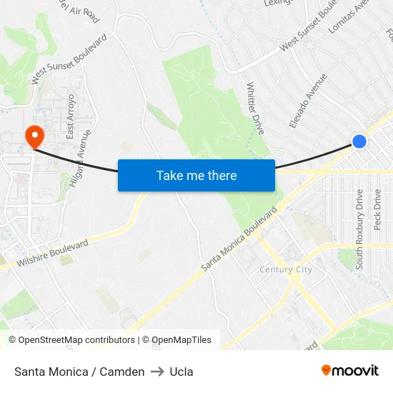 Santa Monica / Camden to Ucla map