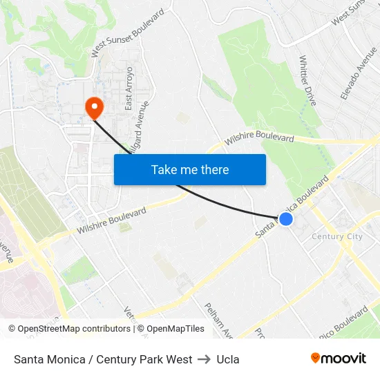 Santa Monica / Century Park West to Ucla map