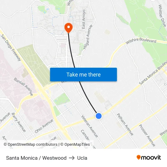 Santa Monica / Westwood to Ucla map