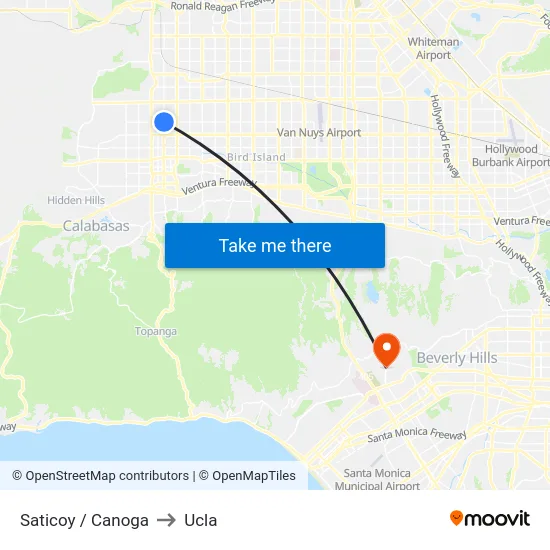 Saticoy / Canoga to Ucla map