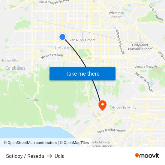 Saticoy / Reseda to Ucla map