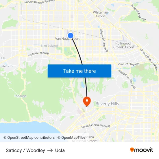 Saticoy / Woodley to Ucla map
