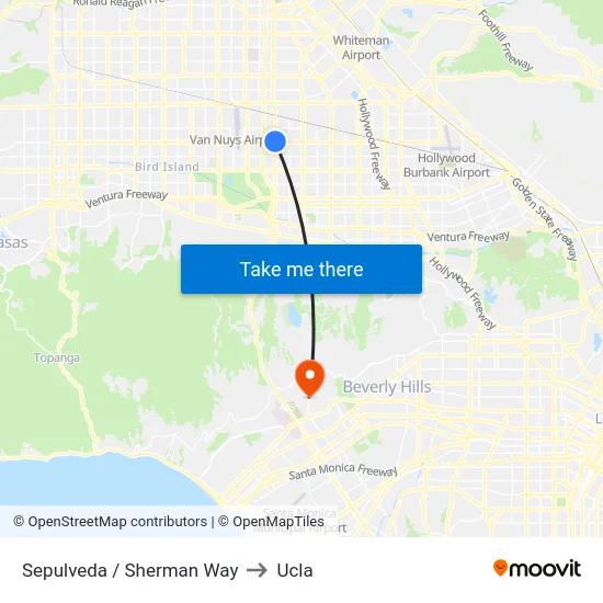 Sepulveda / Sherman Way to Ucla map