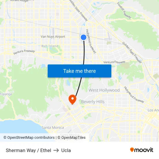 Sherman Way / Ethel to Ucla map
